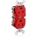 Leviton 8200-R Duplex Receptacle, Straight Blade, Self Grounding, Red - Pkg Qty 10