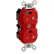 Leviton 8300-Sgr Duplex Receptacle, Straight Blade, Self Grounding, Red - Pkg Qty 10