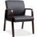 Lorell® Black Leather Wood Frame Guest Chair - Black with Espresso Frame
