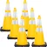 Mr. Chain® 28"H Reflective Traffic Cones, PVC, 14" x 14" Base, Yellow, Pack of 6