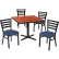 Premier Hospitality 42" Square Table & Ladder Back Chair Set, Mahogany/Slate Blue Vinyl Chair