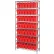 Quantum® Storage Systems Chrome Wire Shelving w/ 49 Store-Max Shelf Bins Red,36"W x 12"D x 74"H