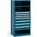 Rousseau Metal Steel Shelving 37-5/8"Wx24"Dx75"H Closed 5 Shelf 7 Drawer Everest Blue