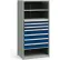 Rousseau Metal Steel Shelving 37-5/8"Wx24"Dx75"H Closed 5 Shelf 7 Drawer Gray With Blue Drawers