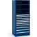 Rousseau Metal Steel Shelving 37-5/8"Wx24"Dx87"H Closed 5 Shelf 10 Drawer Avalanche Blue