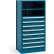 Rousseau Metal Steel Shelving 37-5/8"Wx24"Dx75"H Closed 4 Shelf 8 Drawer Everest Blue