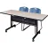 Regency® Kobe Privacy Nesting Table with 2 Zeng Blue Stack Chairs, 60"L x 24"W, Maple