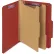 Smead® Pressboard Classification Folders, Self Tab, Letter, Six-Section, Red, 10/Box