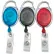 Baumgartens® Quick Clip ID Card Reel, 30" Cord, Black/Blue/Red, 3/Pack