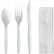 Boardwalk® Mediumweight Four-Piece Cutlery Kit, Polystyrene, White, 250/Carton