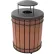 UltraSite® Madison IPE Wood Outdoor Trash Can with Ash Urn Lid, 36 Gallon Capacity, Brown