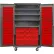 Global Industrial™ Configurable Mobile Bin & Shelf Cabinet, 48x24x85, Gray, 4 Shelf, 144 Red Bins