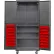 Global Industrial™ Configurable Mobile Pegboard Cabinet, 36Wx24Dx85H, Gray, 3 Shelf, 48 Red Bins