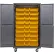 Global Industrial™ Configurable Mobile Pegboard Cabinet, 48"W x 24"D x 85"H, Gray, 30 Yellow Bins