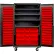 Global Industrial™ Configurable Mobile Bin & Shelf Cabinet, 48x24x85, Black, 4 Shelf, 144 Red Bins