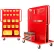 Valley Craft Modular A-Frame Bin Cart w/ 1 Louvered & 1 Round-Peg Pegboard, 57"W x 30"D x 62"H, Red