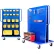 Valley Craft Modular A-Frame Bin Cart w/ 1 Louvered & 1 Round-Peg Pegboard, 46"W x 30"D x 62"H, Blue