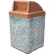 Concrete Waste Receptacle W/Brown Push Door Top - 25" X 25" Gray/Tan