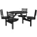 Global Industrial™ 36" Round Picnic Table, Fiberglass, Obsidian Top & Swivel Seats
