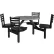 Global Industrial™ 36" Round Picnic Table, Fiberglass, Gray Top, Obsidian Swivel Seats