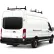 Vantech H1 3 Bar Aluminum Ladder Roof Rack for Ford Transit Cargo Van 2015-On, Black