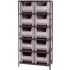 Quantum Storage Systems Steel Open Shelving with Oversized Hopper Bins