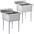 Freestanding One Compartment Stainless Steel Sinks No Drainboards