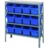 Quantum Storage Systems Steel Open Shelving with Plastic Shelf Bins