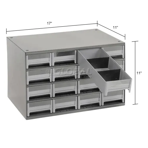 Akro-Mils 16-Drawer Steel Parts Craft Storage Cabinet Hardware Organizer,  19416, (17-Inch W x 11-Inch D x 11-Inch H), Gray Cabin