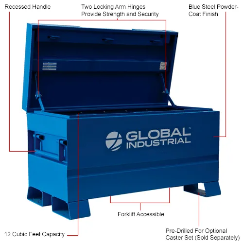 Global Industrial™ Jobsite Chest, 12 Cu. Ft., Steel, Blue
