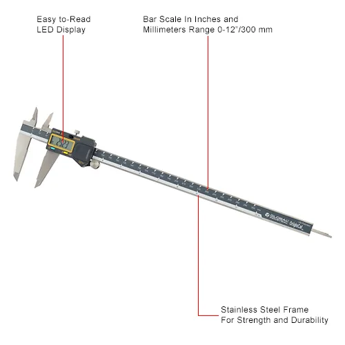 Global Industrial™ Digital Caliper Absolute Origin, 0-12