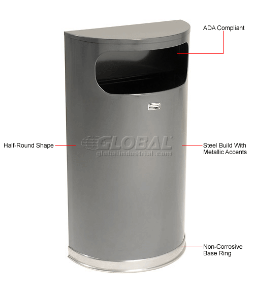Half Round Trash Container With Flat Lid