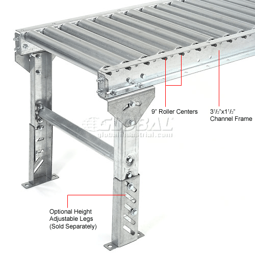Gravity Roller Conveyor 13BF 16 OAW 5 Length Medium Duty 1.9 Rollers on 3 Centers