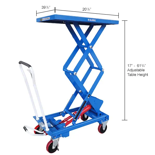 ノラズテーブル　リムジン　太助 Global Industrial™ Mobile Double Scissor Lift Table, 39