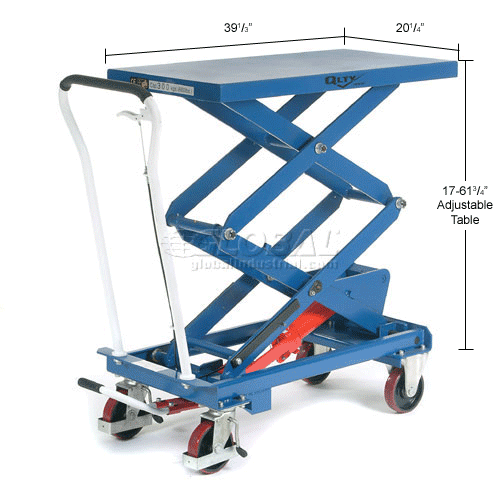 Global Industrial™ Mobile Double Scissor Lift Table, 39" x 20" Platform