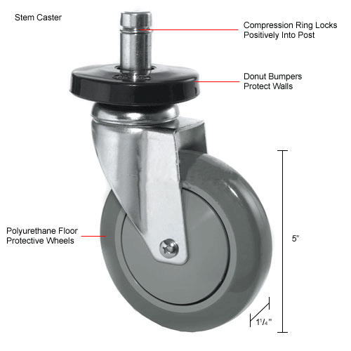 Nexel® Chrome Utility Cart w/2 Shelves & Poly Casters, 1200 lb. Capacity, 48"L x 24"W x 39"H