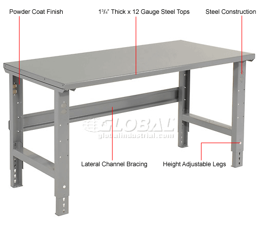 Steel Top Workbench Adjustable Height