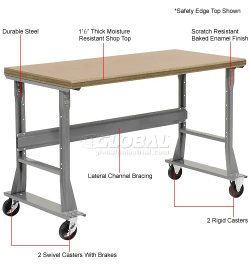 Adjustable Height Workbench Shop Top Edge 36"D 96"W Square Tucson Mall X