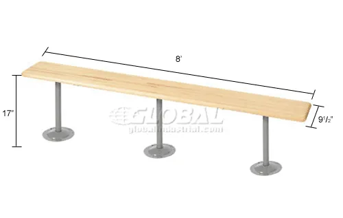Global Industrial™ Locker Room Bench, Hardwood With Steel Tube