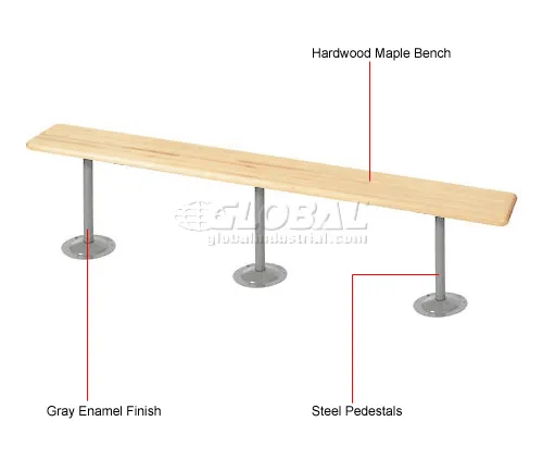 Global Industrial™ Locker Room Bench, Hardwood With Steel Tube