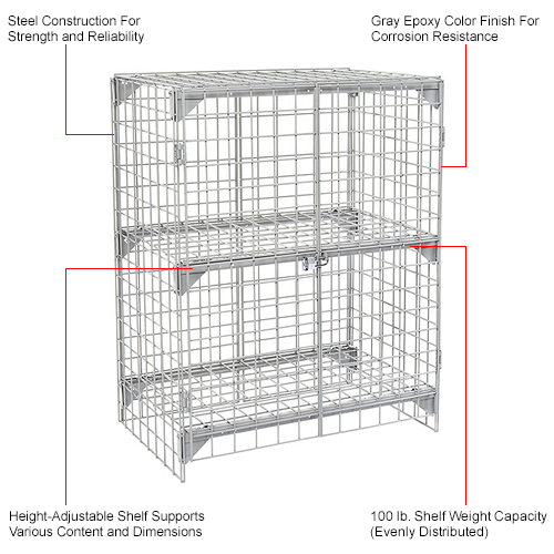 Global Industrial™ Wire Mesh Security Cage Locker, 36"Wx24"Dx48"H, Gray