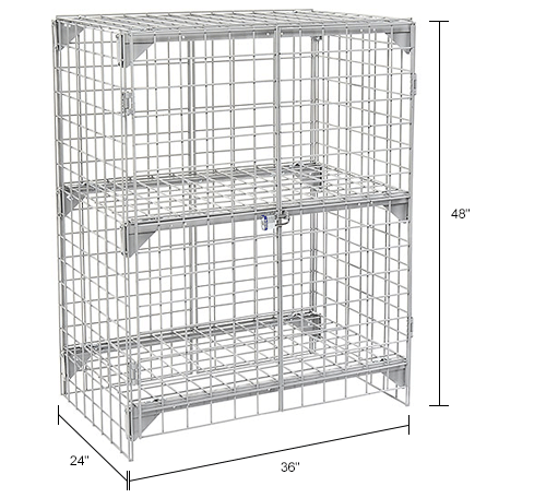 Wire Mesh Security Cage - Ventilated Locker - 36 x 24 x 48
																			