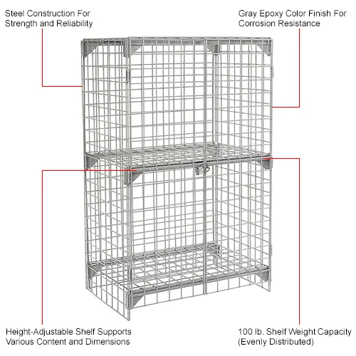 Global Industrial™ 1-Tier 2 Door Wire Mesh Security Locker