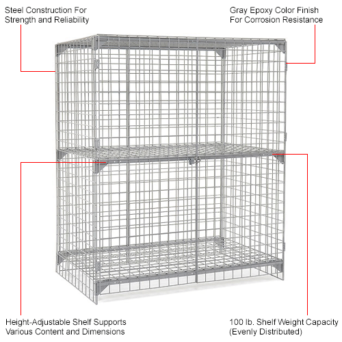 Global Industrial™ Wire Mesh Security Cage Locker, 60"Wx24"Dx72"H, Gray