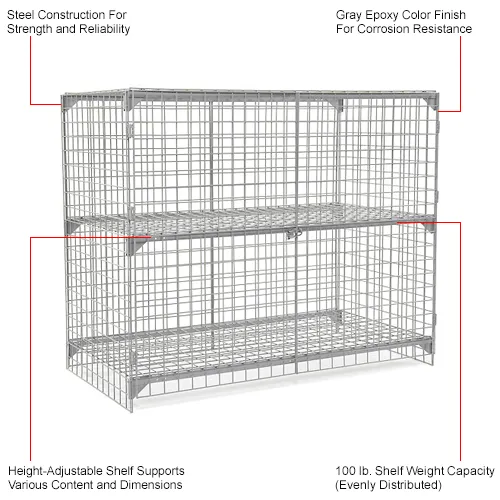 Global Industrial™ 1-Tier 2 Door Wire Mesh Security Locker