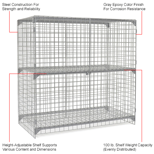 Global Industrial™ Wire Mesh Security Cage Locker, 72"Wx24"Dx72"H, Gray, Unassembled
