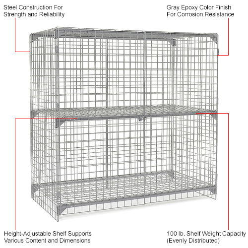 Global Industrial™ Wire Mesh Security Cage Locker, 72"Wx36"Dx72"H, Gray