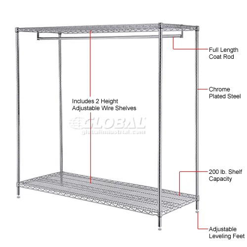 Single Rail Garment Rack, 60€ L x 63€ H