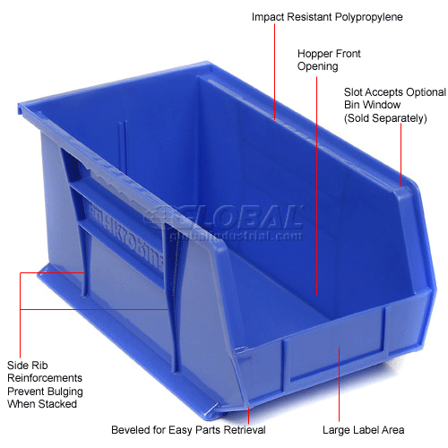 12-Pack Blue Akro-Mils 30240 Plastic Storage Stacking Hanging Akro Bin 15-Inch by 8-Inch by 7-Inch