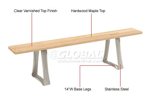 TOOWOOD　ロッカーベンチ Global Industrial™ Locker Room Bench, Hardwood With Trapezoid Legs